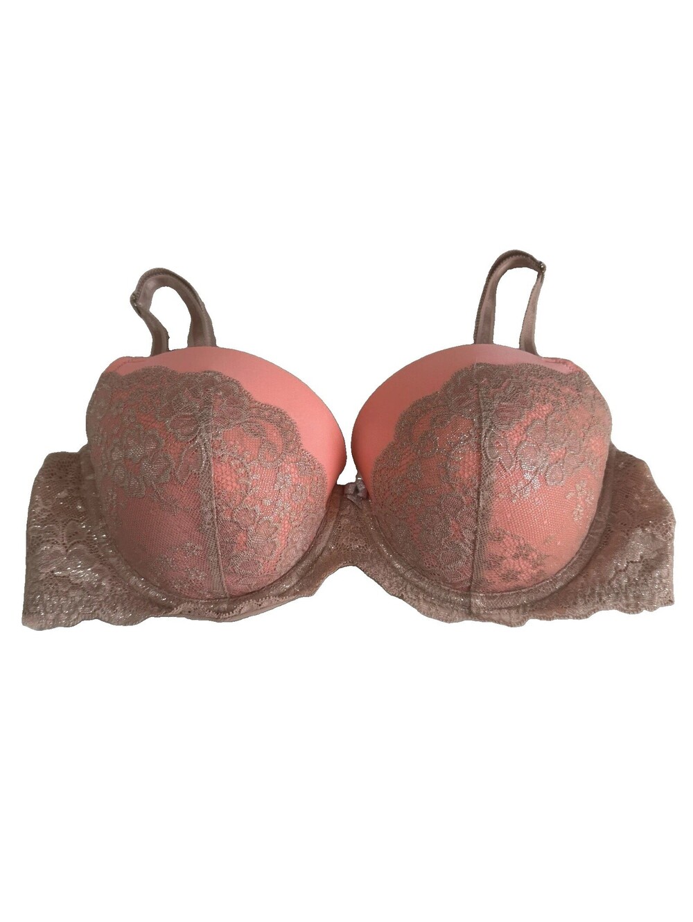 Vintage Y2K Dream Angels Lined Demi Pink Beige Lace Bra 38C